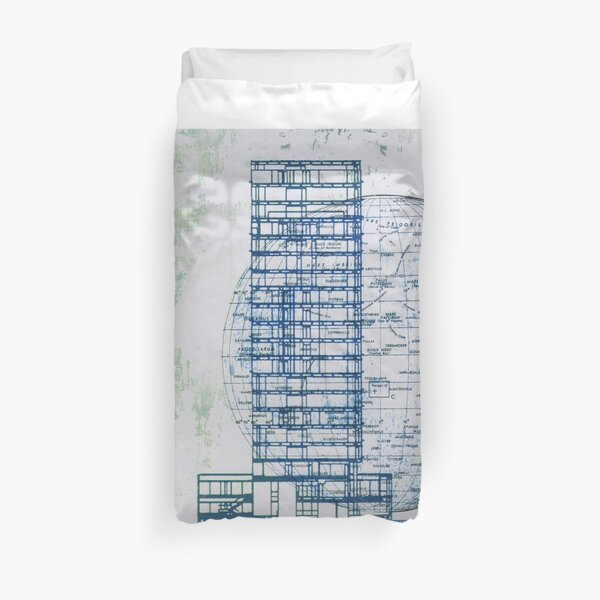 A blue moon rises as the building scrapes the sky Duvet Cover