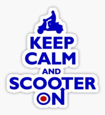 Keep Calm and Scooter On (blue) Sticker