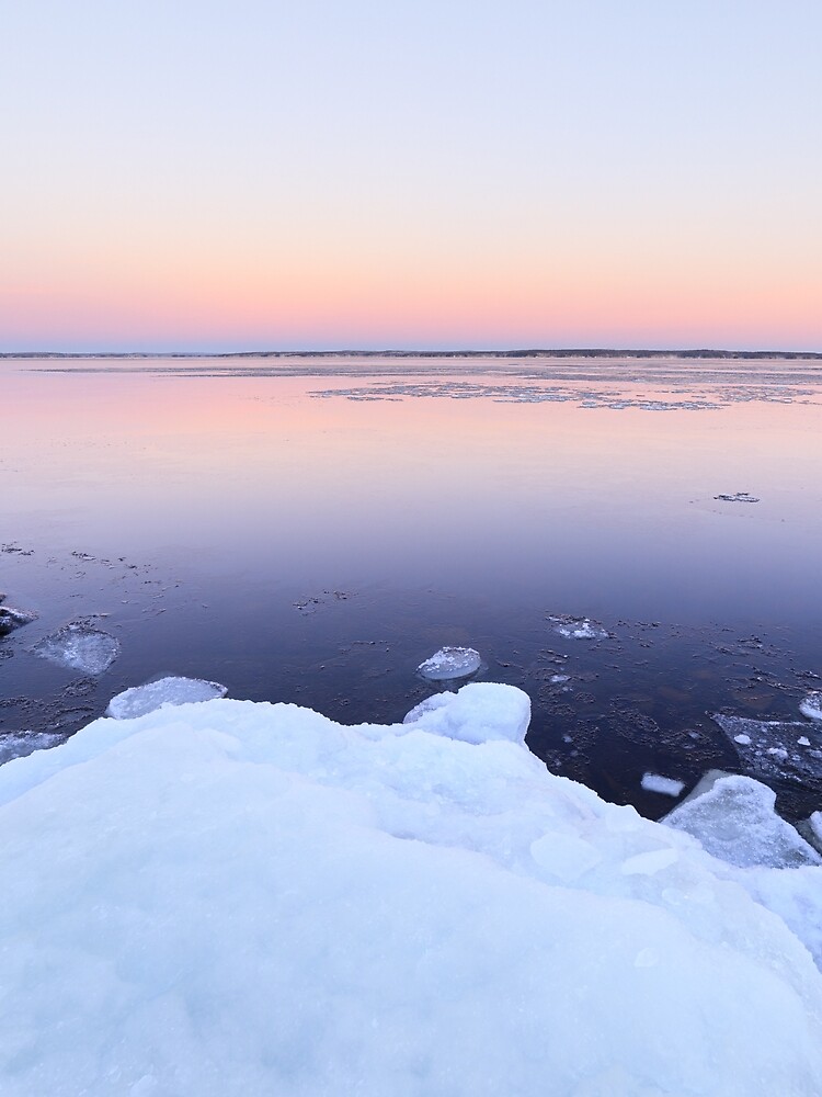 Lake scenery at dusk winter in Finland by Juhku