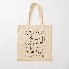 Music notes black Cotton Tote Bag