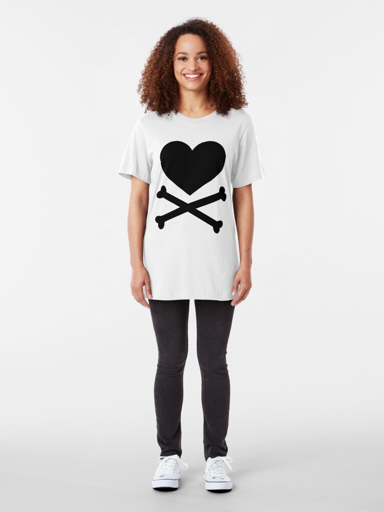 Alternate view of Pirate Love (Black). Slim Fit T-Shirt