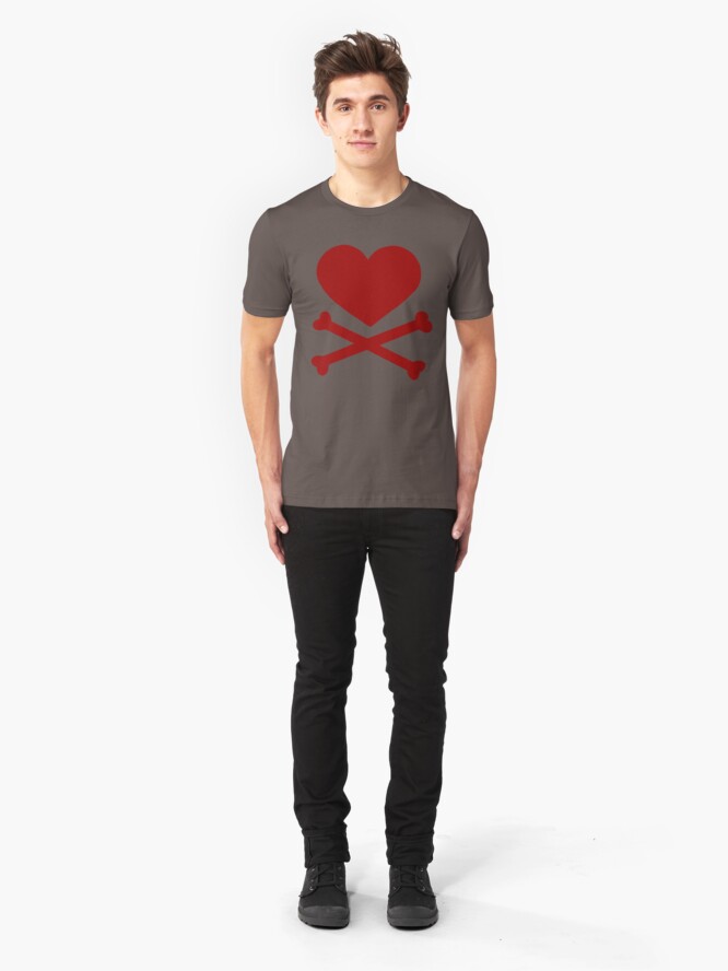 Alternate view of Pirate Love (Red). Slim Fit T-Shirt