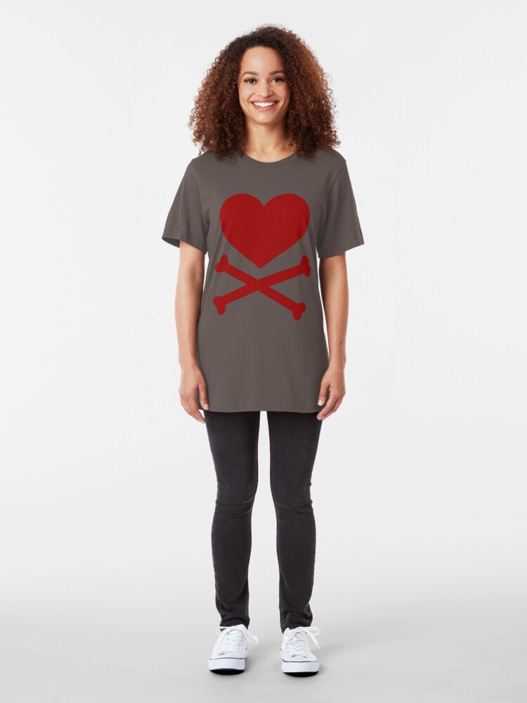 Alternate view of Pirate Love (Red). Slim Fit T-Shirt