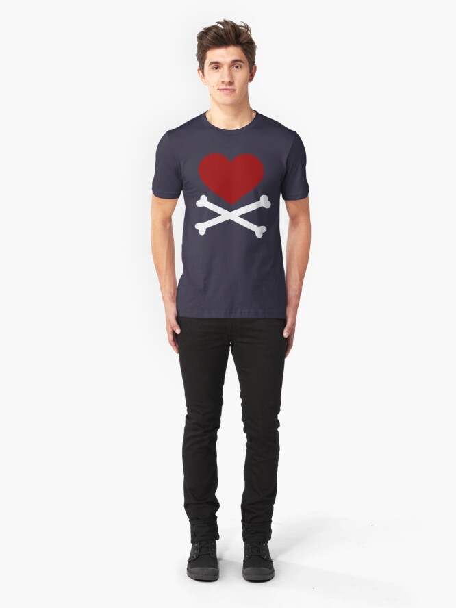 Alternate view of Pirate Love (Red/White). Slim Fit T-Shirt