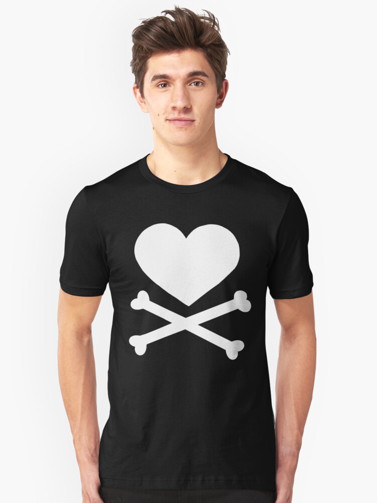 Alternate view of Pirate Love (White). Slim Fit T-Shirt