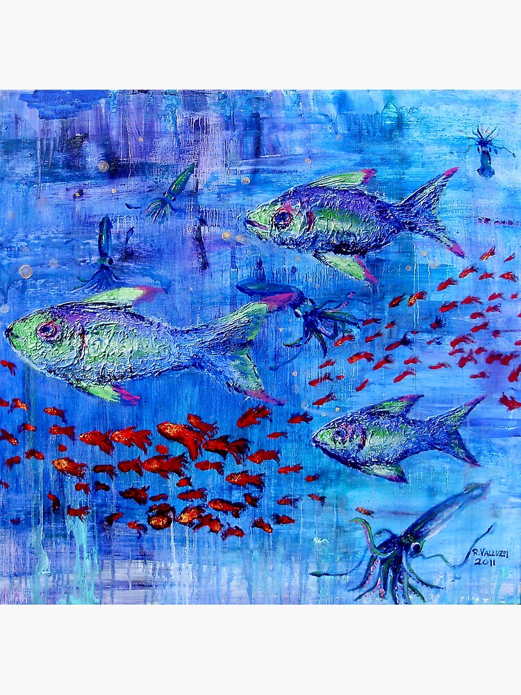 Fishscape with squid by rvalluzzi