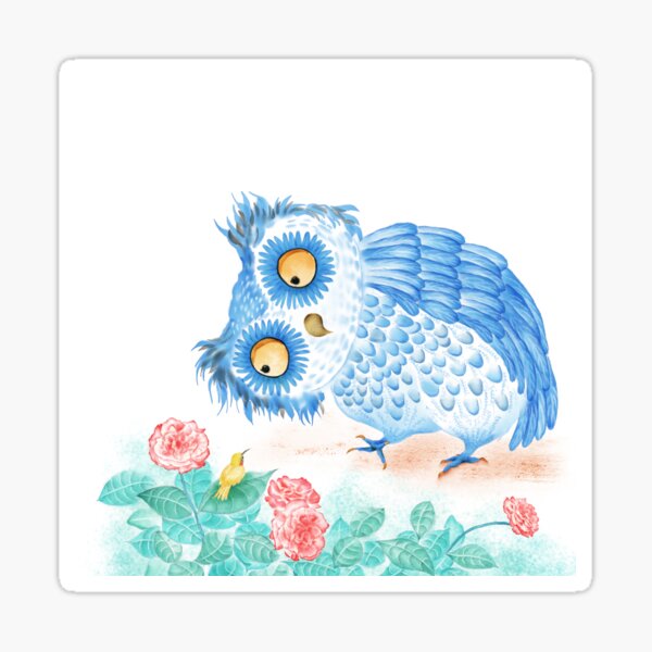 Owl and hummingbird Sticker