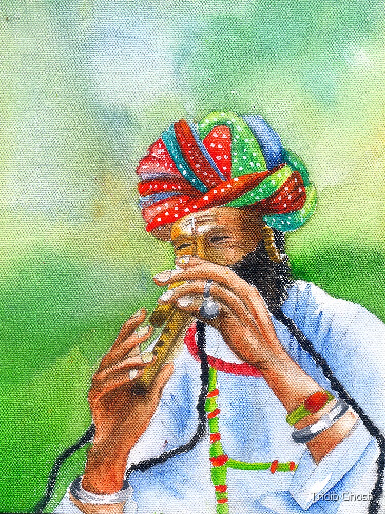 "Incredible India The amazing flutist" by Tridib Ghosh Redbubble