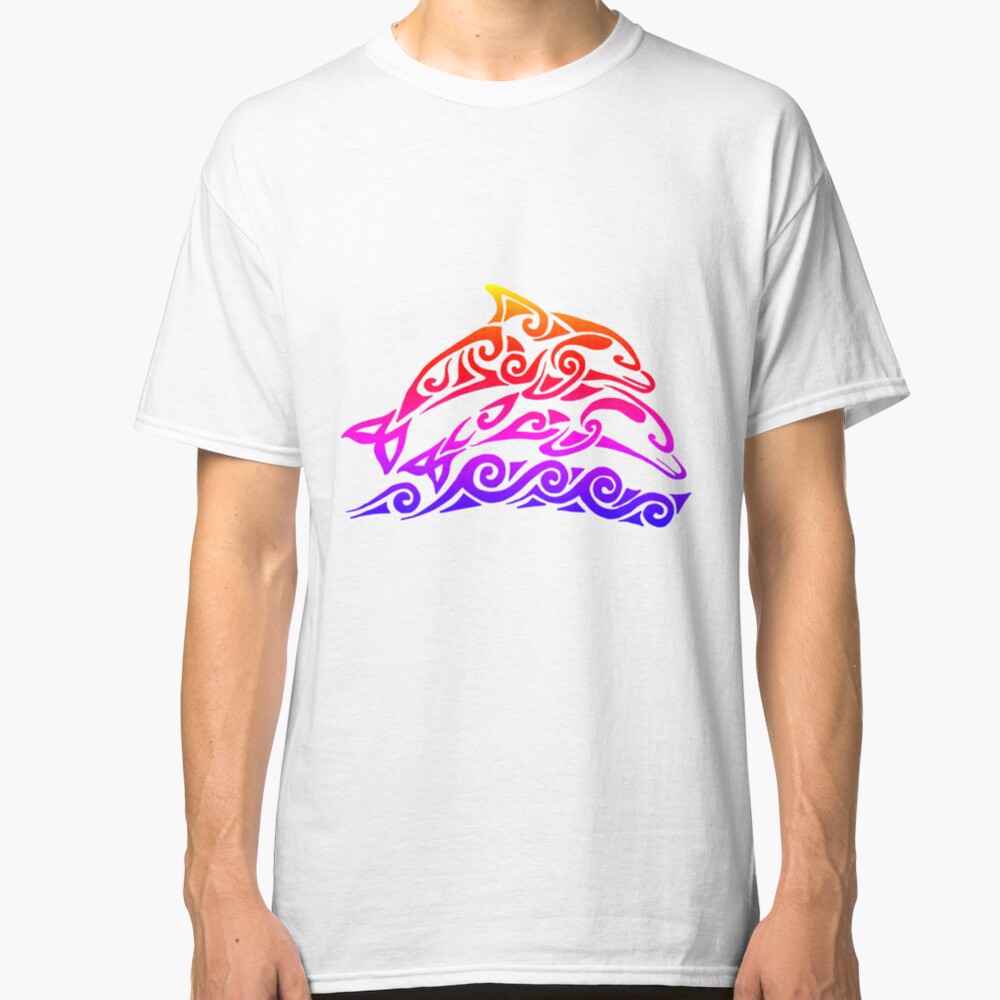 Rainbow Tribal Dolphins Classic T-Shirt