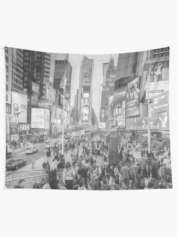 Alternate view of Times Square Tourists (pencil and ink sketch) Tapestry