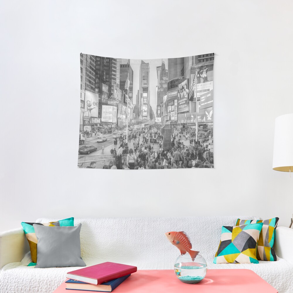 Times Square Tourists (pencil and ink sketch) Tapestry