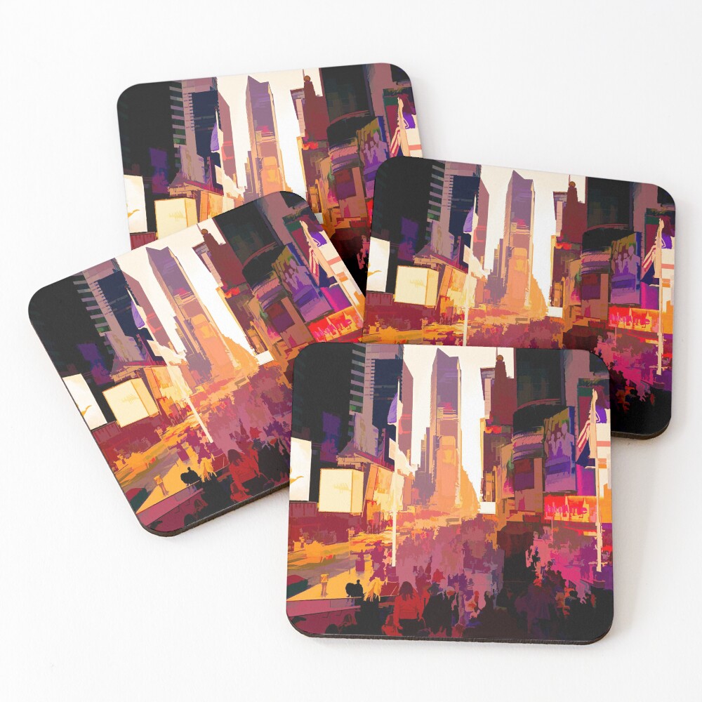 Times Square Tourists (color pen & ink) Coasters (Set of 4)