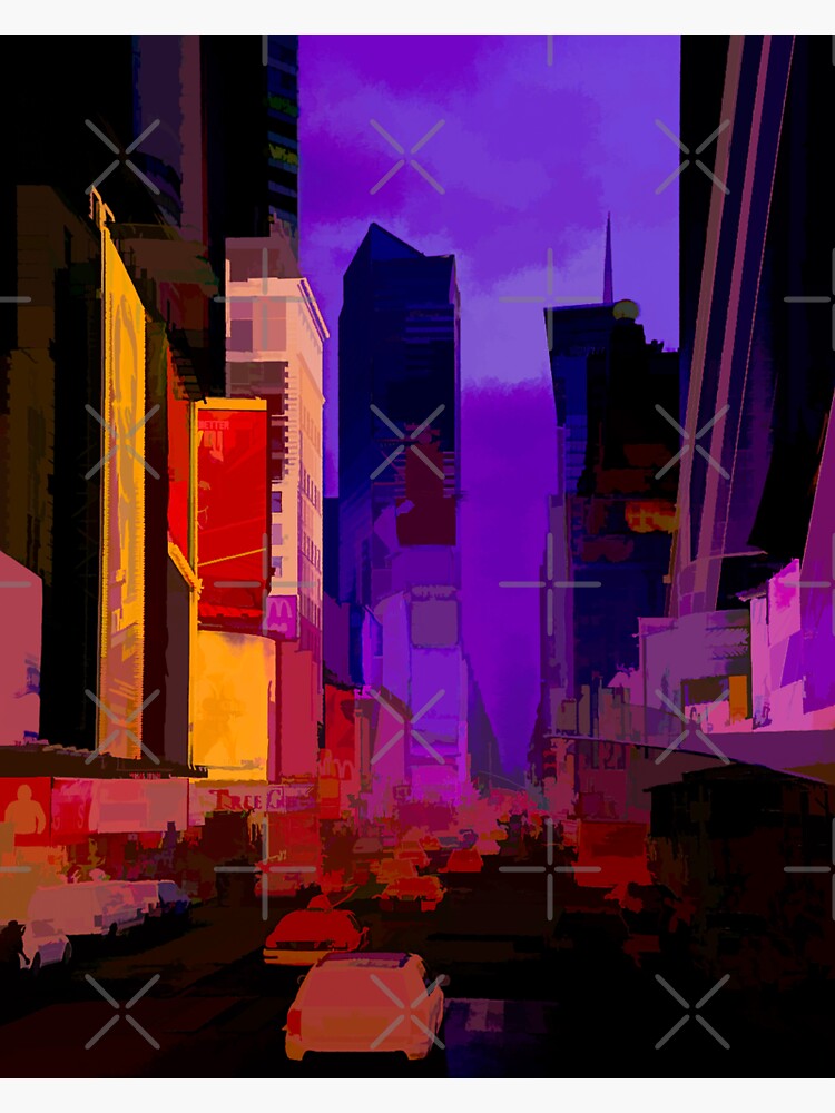 Times Square Broadway (colour pen & paint) by RayW