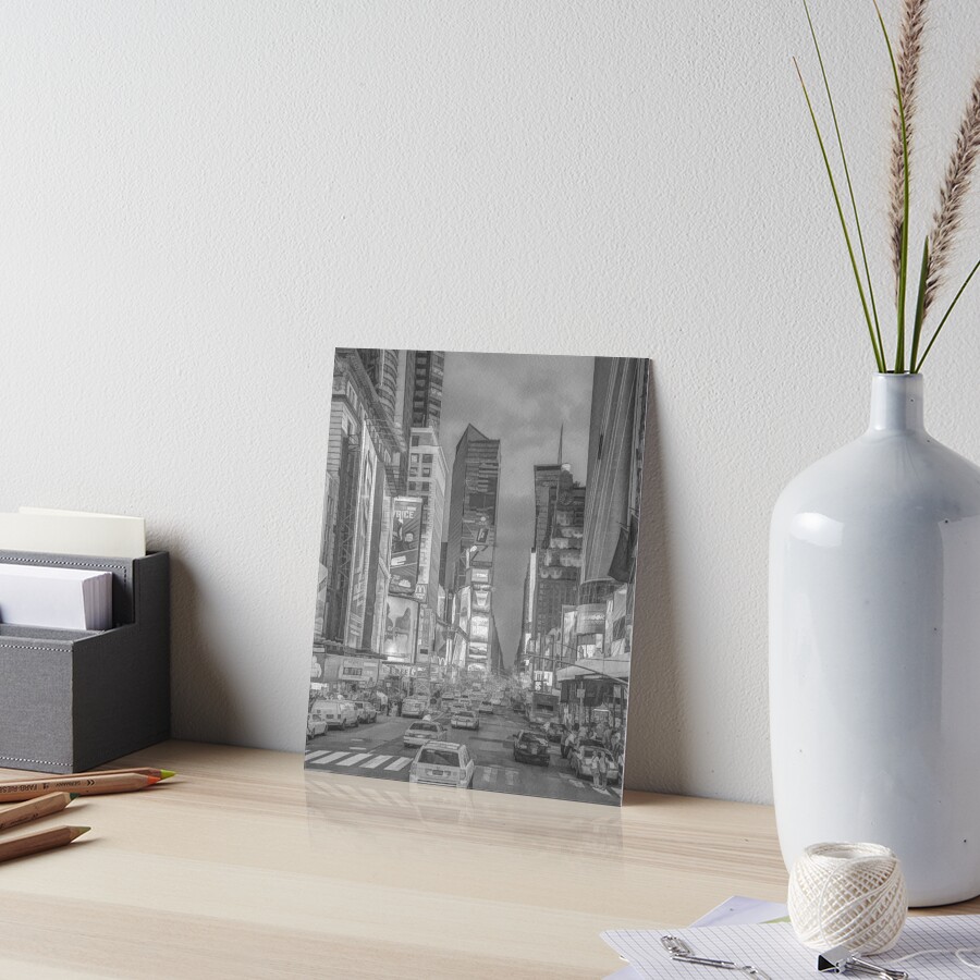 Times Square Broadway (pen & ink sketch) Art Board Print