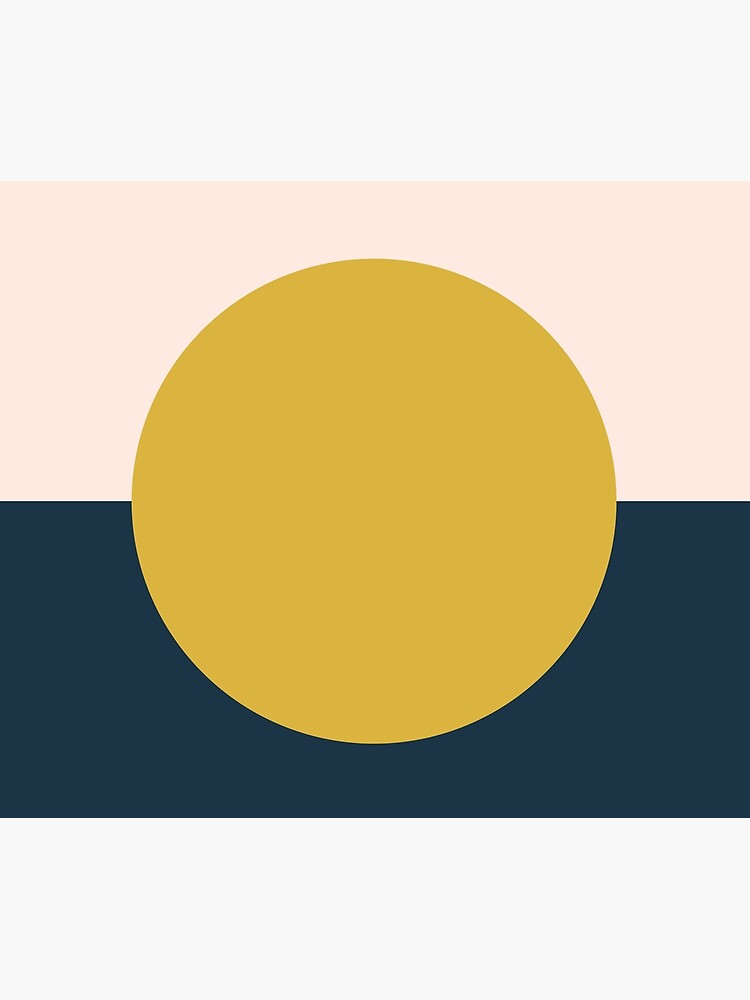 Sun Dot Half Half. Minimalist Geometric Design in Mustard Yellow, Navy Blue, and Blush Pink by kierkegaard