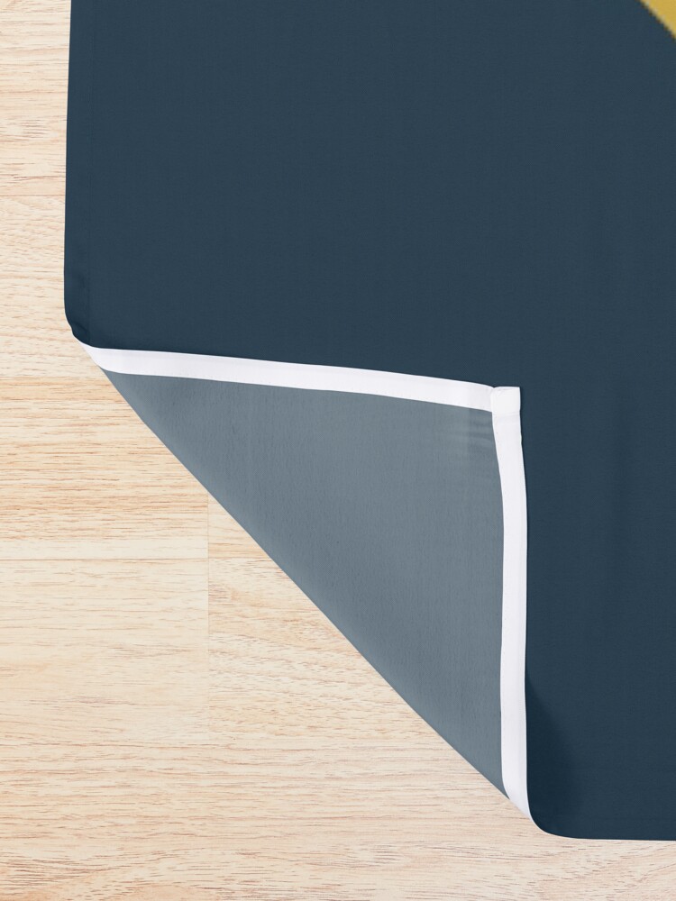 Alternate view of Sun Dot Half Half. Minimalist Geometric Design in Mustard Yellow, Navy Blue, and Blush Pink Shower Curtain
