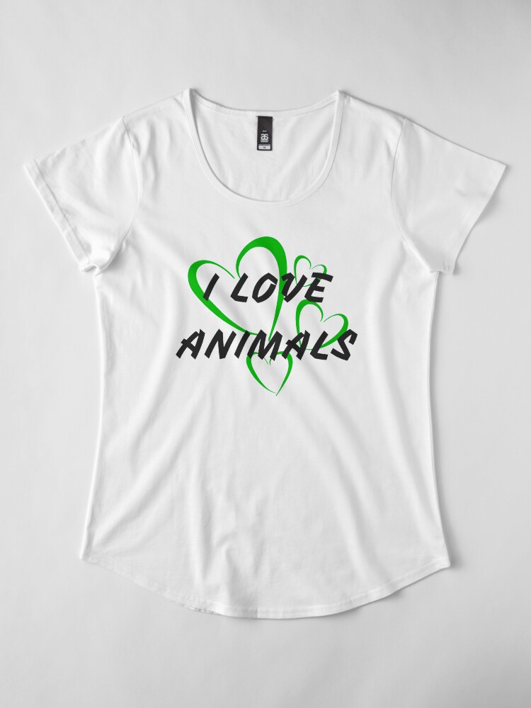 Vista alternativa de Camiseta premium de cuello ancho Amo a los animales