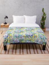 Ragged Flowers Throw Blanket