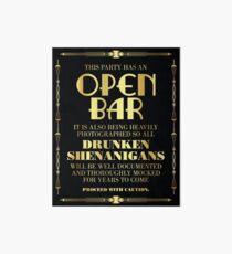 Great gatsby / art deco style open bar sign Art Board