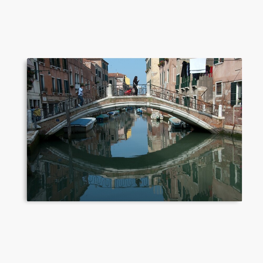 Crossing the Bridge, Venice, Italy Canvas Print