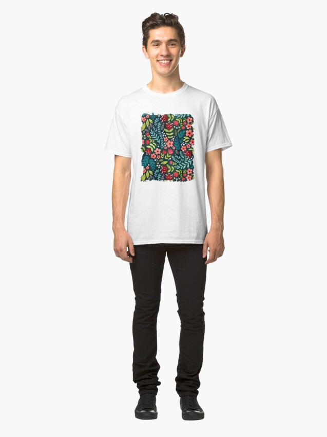 Alternate view of Green watercolour floral Classic T-Shirt