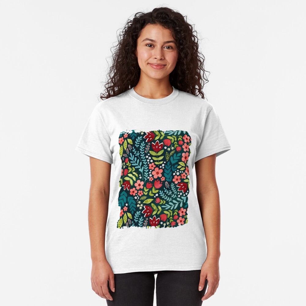 Green watercolour floral Classic T-Shirt