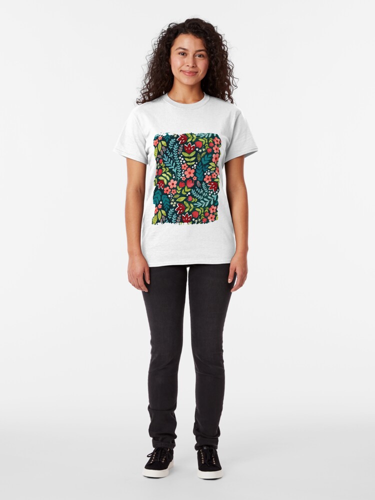 Alternate view of Green watercolour floral Classic T-Shirt