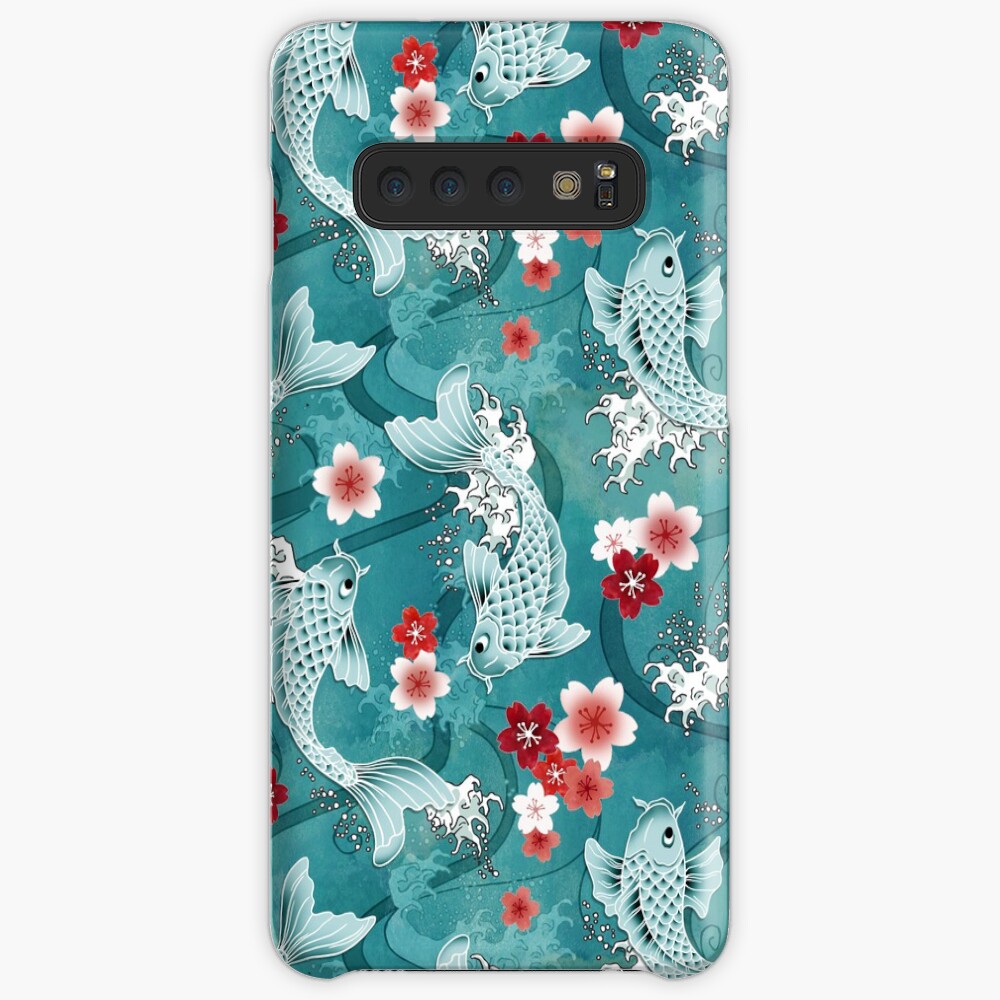 Koi sakura blossom in turquoise Case & Skin for Samsung Galaxy