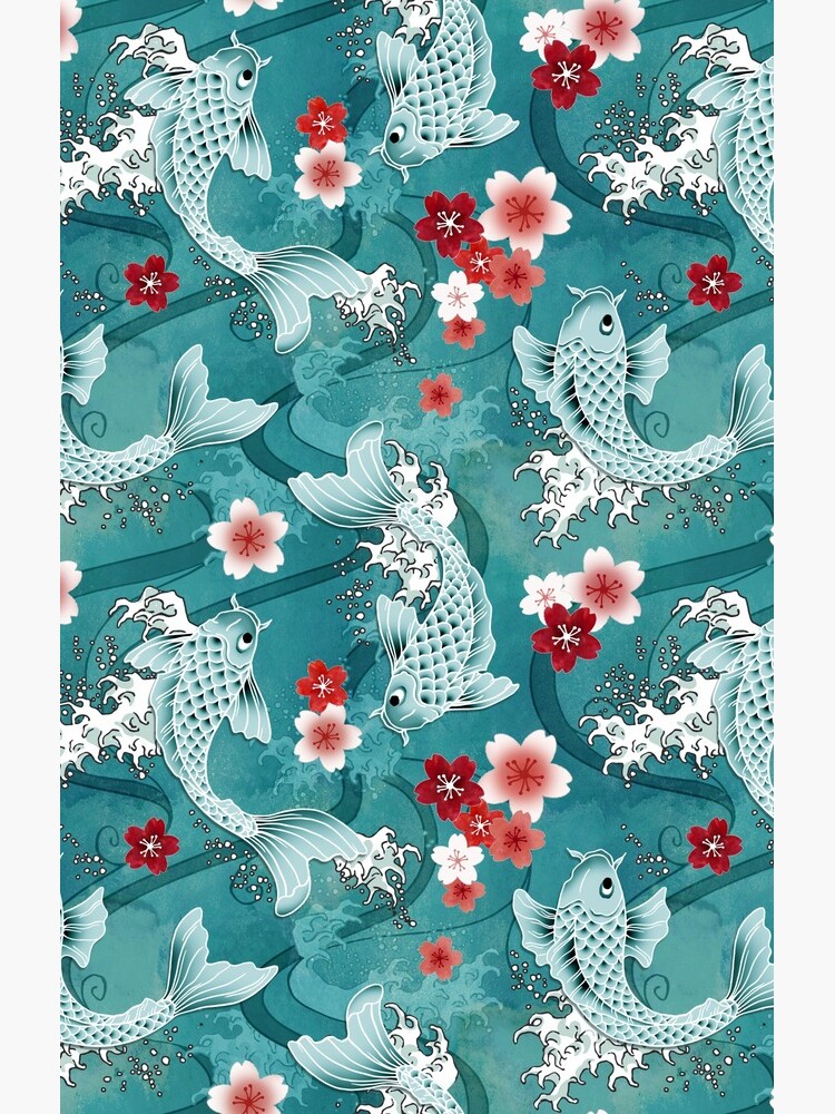 Koi sakura blossom in turquoise by adenaJ