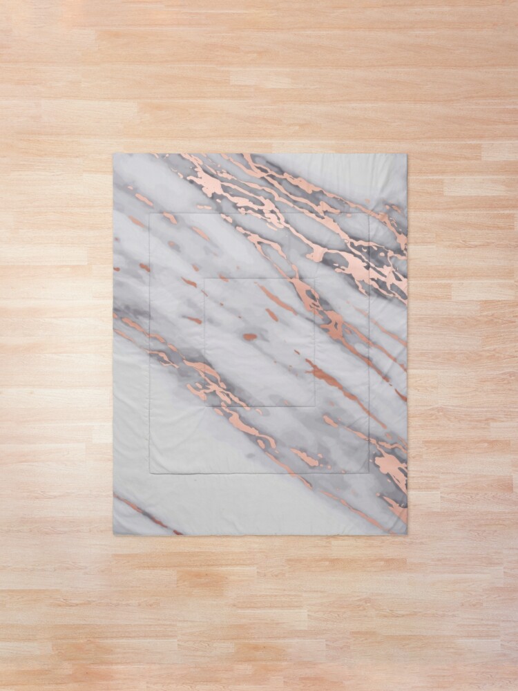 Rose Gold Metallic Pink Intrusions On Gray White Marble Texture