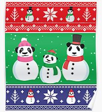 Cute Panda Snowman Ugly Christmas Xmas Sweater Poster