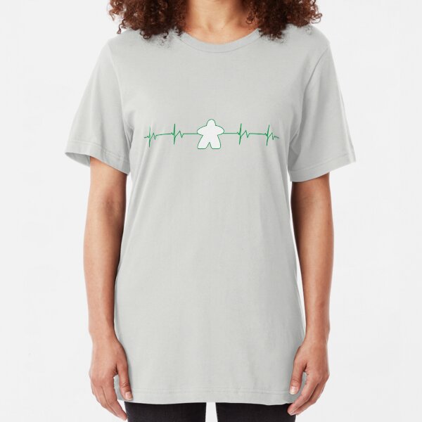 My Heartbeat Is Gaming - Meeple Slim Fit T-Shirt