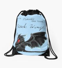 Black Wings Drawstring Bag