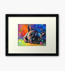 Whimsical French Bulldog painting Svetlana Novikova Framed Print