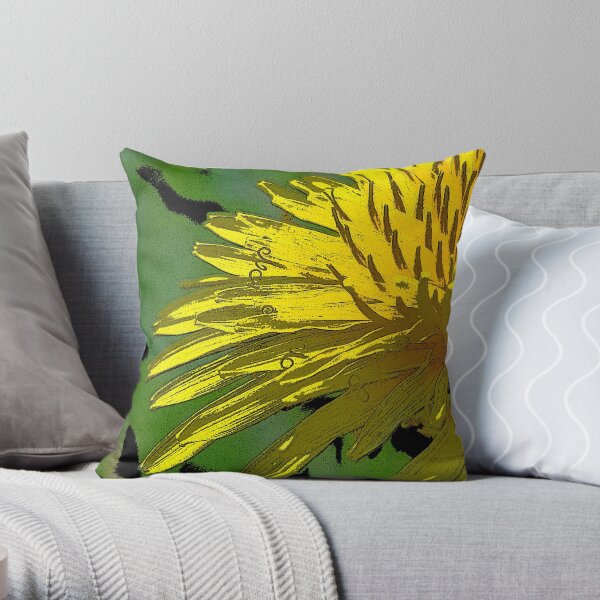 Posterized Dandelion Throw Pillow