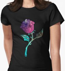 Buntglas-Rosen-Galaxie Tailliertes T-Shirt für Frauen
