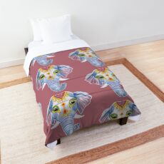 Cute Decorated Watercolor Elephant Comforter