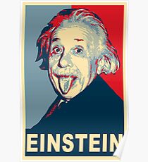 Albert Einstein Portrait pulling tongue Campaign Design Poster