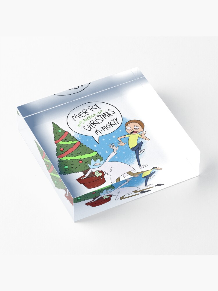 Alternate view of Rick and Morty Christmas Acrylic Block