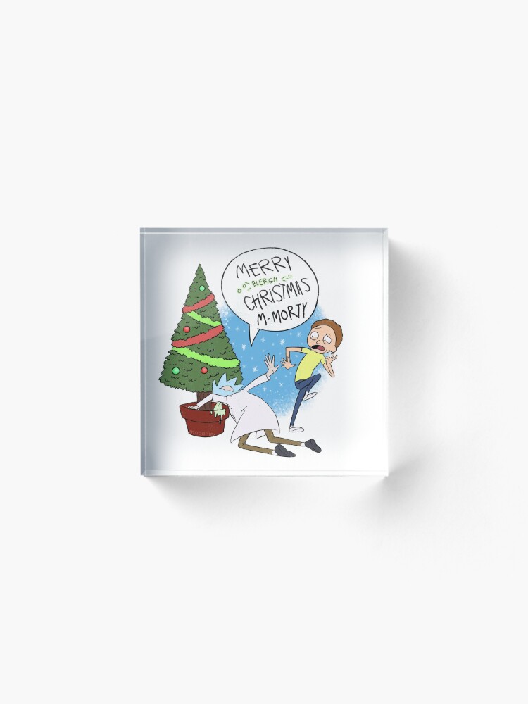 Alternate view of Rick and Morty Christmas Acrylic Block