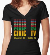 Civic TV Women's Fitted V-Neck T-Shirt