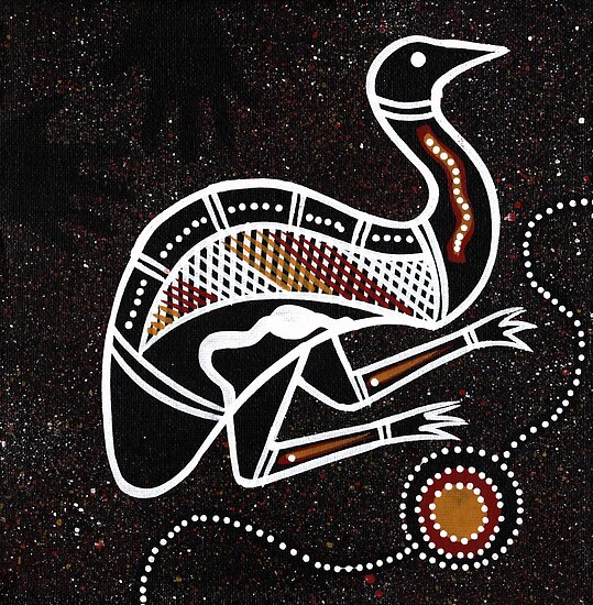 Aboriginal Art Emu Black Poster By HogarthArts Redbubble   Flat,550x550,075,f.u10 