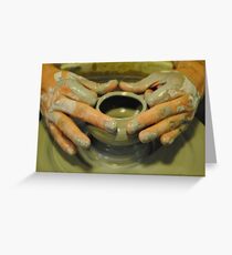 Potter hands, spinning pottery wheel Greeting Card
