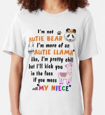 Not Auntie Bear More Llama Niece Kids School Children Birthday Parent Teacher Conference Gift Slim Fit T-Shirt