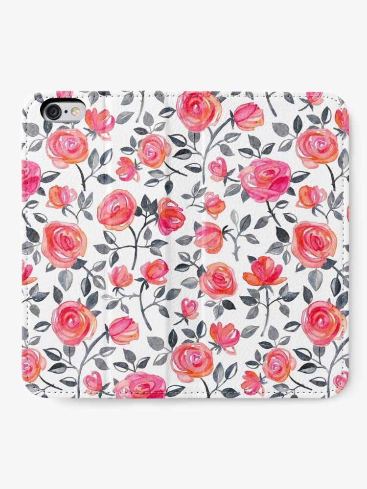 Alternate view of Roses on White - a watercolor floral pattern iPhone Wallet