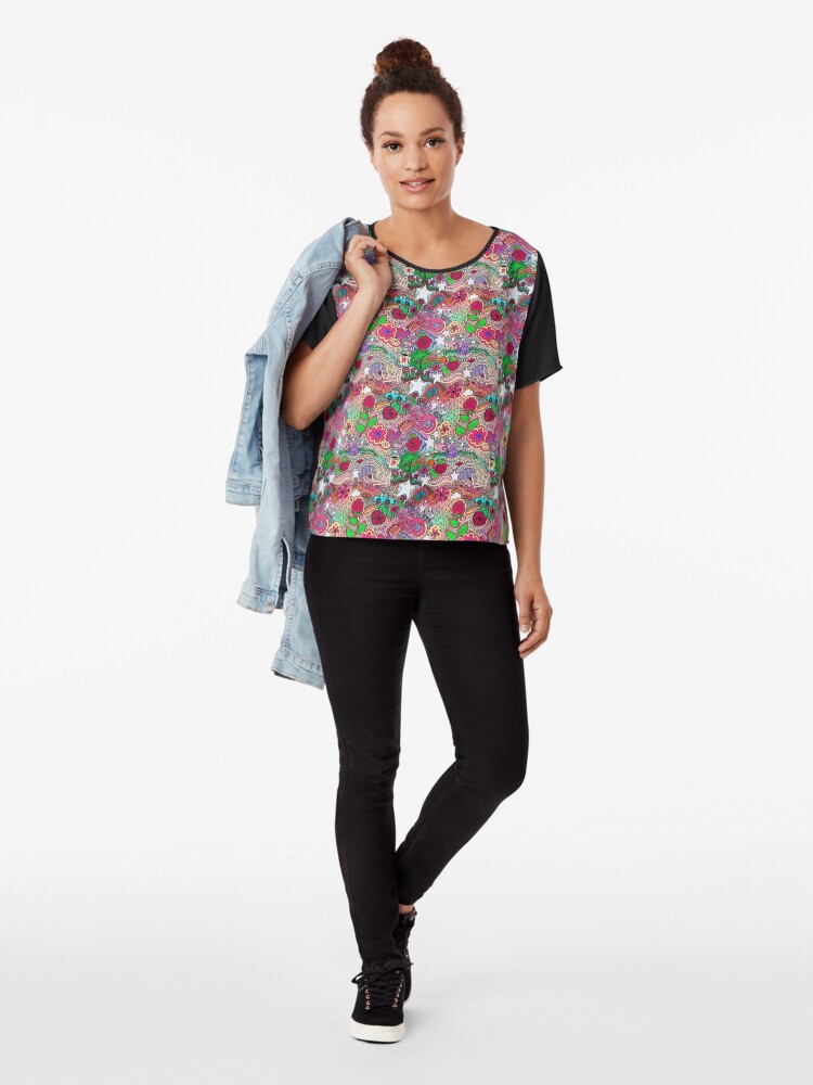 Alternate view of Project 860 Kitschy Colorful Art Chiffon Top