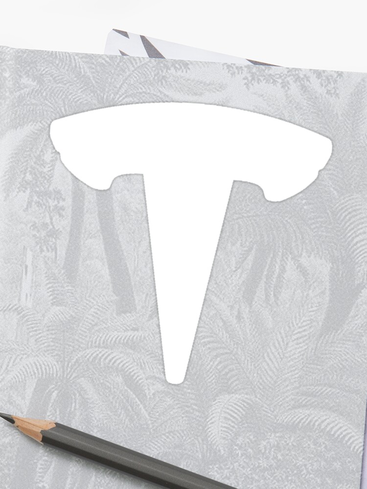 Tesla Motors Logo White Sticker By 4style Redbubble