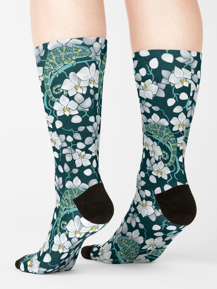 Alternate view of chameleons and orchids Socks