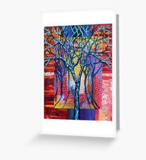 'Blue Trees in an Abstract Forest' Greeting Card