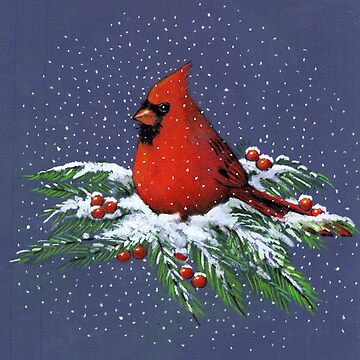 Cardinal Mates in a Pine Tree Tapestry